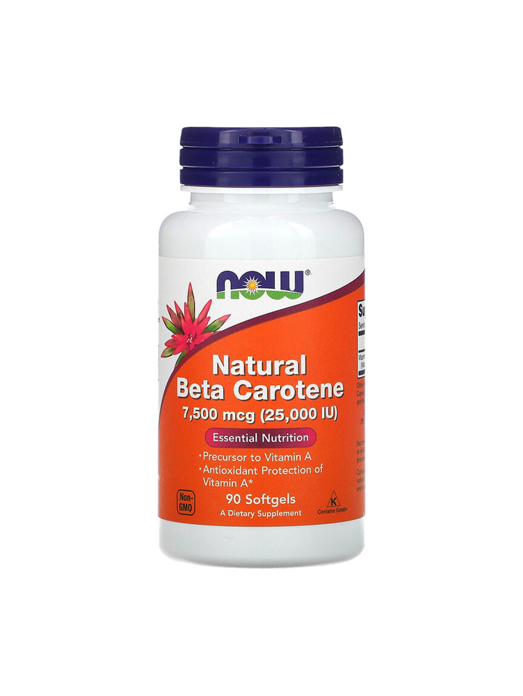 Now Foods, Beta Carotene Natural 7500 mcg, 90 kapsula